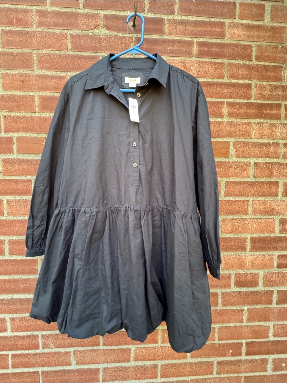 NWT Maeve Anthropologie Black Tiered Button Front Shirt Dress Small